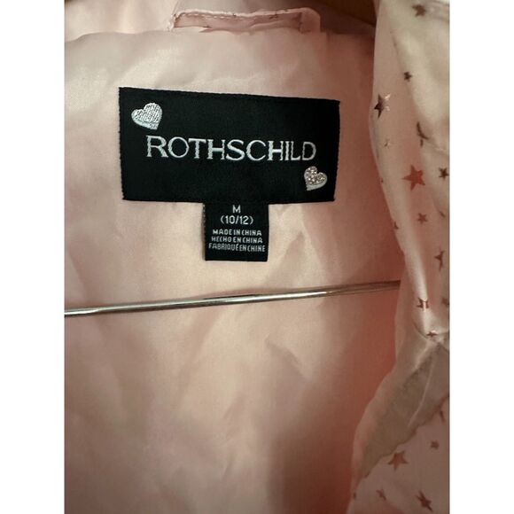 NWOT Rothschild Girl's Pink Windbreaker Jacket Rose Gold Stars Size M (10/12) - Picture 4 of 11